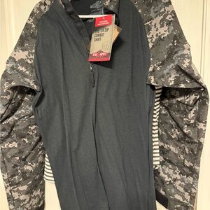 Men's Military Tactical Shirt - Black and Gray Camo